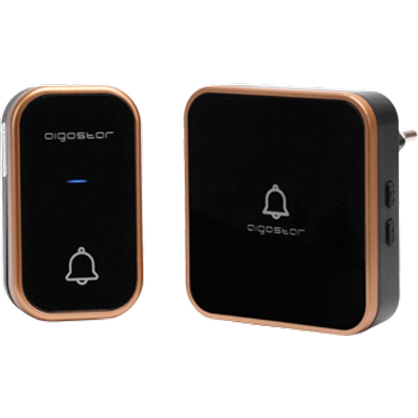 Aigostar Timbre InaláMbrico, Timbre De Puerta Con Autoalimentado, Timbre InaláMbrico Exterior Impermeable Con Indicadores Led, Resistente Al Agua, 36 MelodíAs, 3 Niveles De Volumen, Negro-image