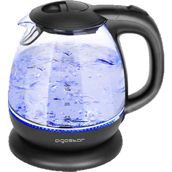 Aigostar Elfin 30IAX - Hervidor De Agua EléCtrico, Vidrio De Borosilicato, 2200W, IluminacióN Led, Capacidad 1L, Libre De Bpa.-image