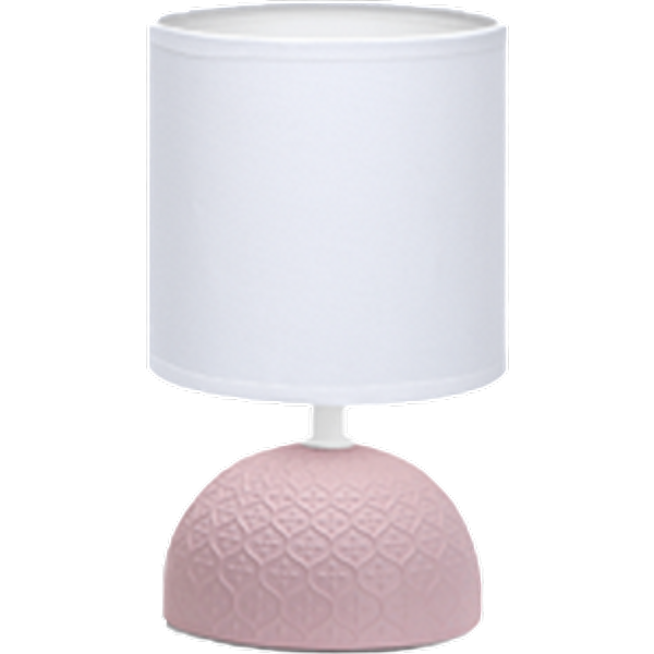 Aigostar 196950 - LáMpara De CeráMica De Mesa, Semioval Rosado, Cuerpo De DiseñO Sencillo Color Rosado, Pantalla De Tela Color Blanco, Casquillo E14. Perfecta Para El SalóN, Dormitorio O Recibidor.-image