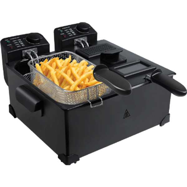 Aigostar Feast - Freidora De Doble Cubeta. 3600W, Capacidad Total 6L: 2 Cubetas 3L. Control TermostáTico, 2 Tapas Con Ventana Y 2 Cestas. Desmontable. Libre De Bpa-image