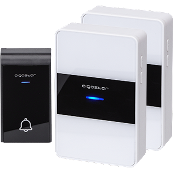 Aigostar Dong DC- Timbre InaláMbrico PortáTil, Timbre InaláMbrico Exterior Impermeable , 3 Niveles De Volumen Ajustables, 36 MelodíAs, 2Receptores Y 1 Transmisor-image