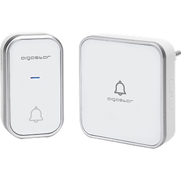 Aigostar Timbre InaláMbrico, Timbre De Puerta Con Autoalimentado, Timbre InaláMbrico Exterior Impermeable Con Indicadores Led, Resistente Al Agua, 36 MelodíAs, 3 Niveles De Volumen, Blanco-image