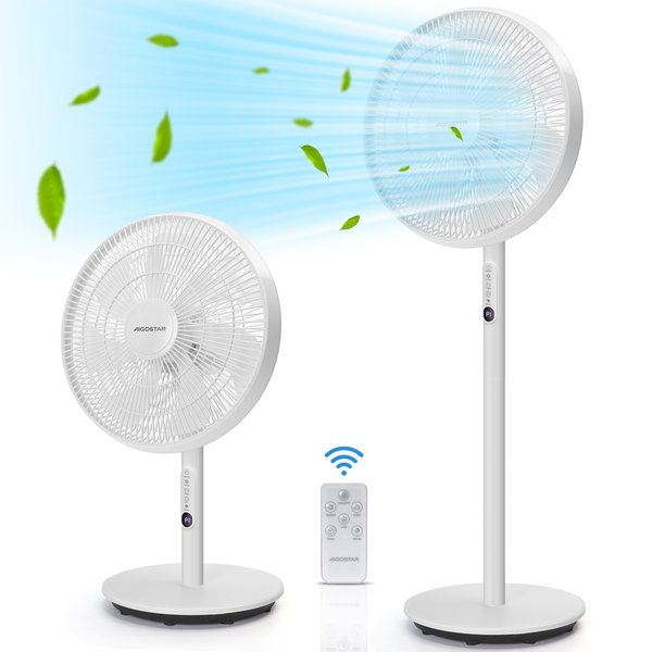 Aigostar Ventilador De Pie, 7 Aspas, Mando A Distancia, 3 Modos Y 3 Velocidades, Temporizador 9 H Y OscilacióN 90º, 45W Altura Ajustable. Blanco Sedate-image