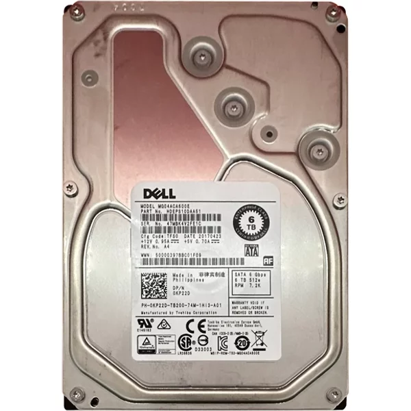 Dell 0KP22D | 6TB 7200RPM Sata 6Gb/S Hot-Pluggable (512E) 3.5-Inch Hard Drive For Poweredge Server & Powervault Storage Array-image