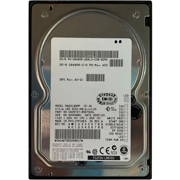 Fujitsu CA05747-B56700DL | 18GB 10000RPM Wide Ultra2 Scsi 1MB Cache 3.5-Inch Hard Drive-image