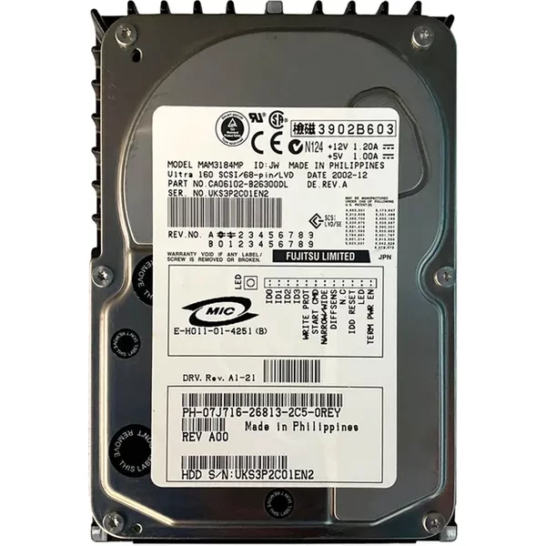 Fujitsu MAM3184MP | 18.4GB 15000RPM Ultra160 Scsi 68-Pin 8MB Cache 3.5-Inch Hard Drive-image