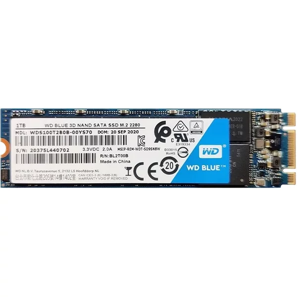 Western Digital WDS100T2B0B-00YS70 | Blue 1TB Triple-Level Cell Sata 6Gb/S 3D Nand M.2 2280 Solid State Drive-image
