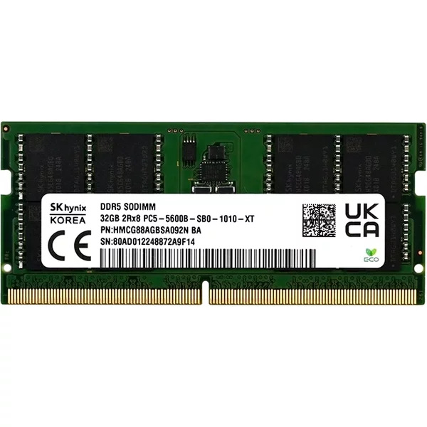 Hynix HMCG88AGBSA092NBA | 32GB Ddr5-5600Mhz PC5-44800 Non-Ecc Unbuffered Sodimm CL46 2Rx8 1.1V 262-Pin Memory Module-image