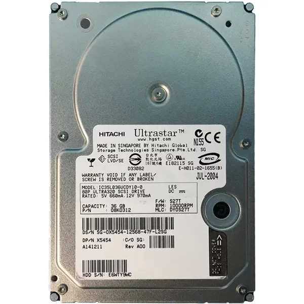 Dell 0X5454 | 36GB 10000RPM Ultra320 Scsi 80-Pin 3.5-Inch Hard Drive-image