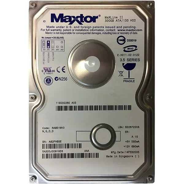 Maxtor 5A320J0 | Maxline II 320GB 5400RPM IDE Ultra ATA/133 (ATA-7) 2MB Cache 3.5-Inch Hard Drive-image