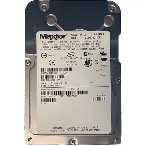 Dell 8K036J002535E | 36GB 15000RPM Ultra-320 Scsi 80-Pin 8MB Cache 3.5-Inch Internal Hard Drive-image