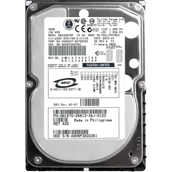 Fujitsu CA06227-B27600DE | 36.7GB 15000RPM Ultra320 Scsi 68-Pin 8MB Cache 3.5-Inch Hard Drive-image