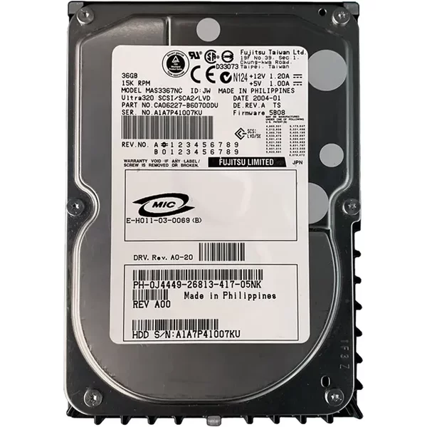 Fujitsu CA06227-B60700DU | 36GB 15000RPM Ultra320 Scsi 80-Pin Hot-Swappable 8MB Cache 3.5-Inch Hard Drive-image