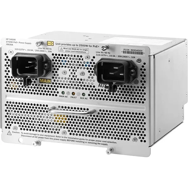 HP J9830A | 2750-Watts 200-240V AC Power Supply for Aruba 5406R/5412R PoE+ ZL2 Switch