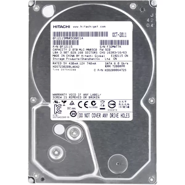 Hitachi 0F12115 | Deskstar 7K3000 Series 2TB 7200RPM Sata 6Gb/S 64MB Cache (512) 3.5-Inch Hard Drive-image