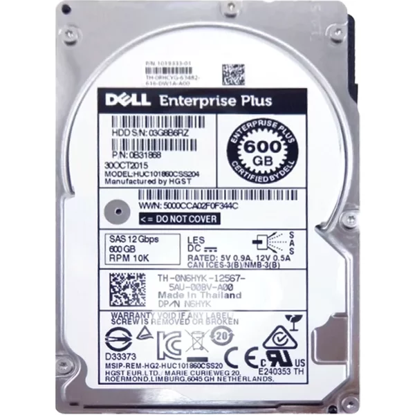 Dell 0N6HYK | 600GB 10000RPM SAS 12Gb/S Hot-Pluggable 2.5-Inch Hard Drive For Compellent Storage Array-image