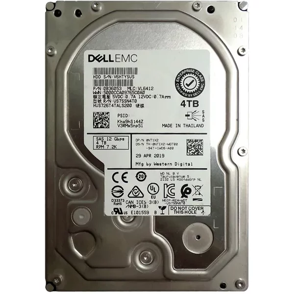 Dell 0NT1X2 | 4TB 7200RPM SAS 12Gb/S Hot-Pluggable (512N) 3.5-Inch Nearline Hard Drive For Poweredge Server-image