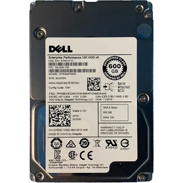 Dell 0V5300 | 600GB 15000RPM SAS 6Gb/s Hot-Pluggable 2.5-Inch Hard Drive for PowerEdge Server & PowerVault Storage Array