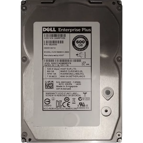 Dell 6DG83 | 600GB 15000RPM SAS 6Gb/S Hot-Pluggable 3.5-Inch Hard Drive For Equallogic Storage Array-image