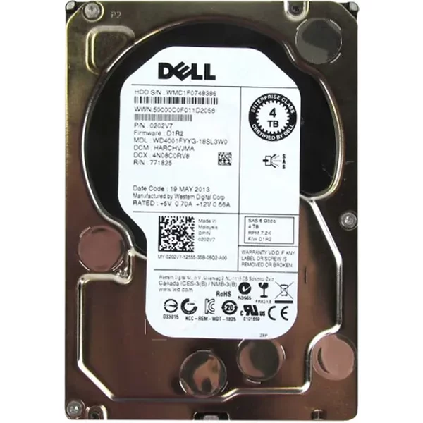 Dell 202V7 | 4TB 7200RPM SAS 6Gb/S Hot-Pluggable 3.5-Inch Nearline Hard Drive For Poweredge Server & Powervault Storage Array-image