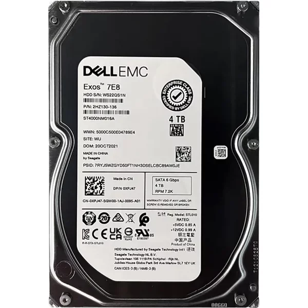 Dell XPJ47 | 4TB 7200RPM Sata 6Gb/S Hot-Pluggable (512N) 3.5-Inch Hard Drive For Poweredge Server-image