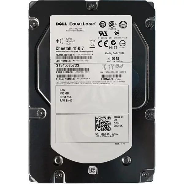 Dell 0RG5VK | 450GB 15000RPM SAS 6Gb/S Hot-Pluggable 3.5-Inch Hard Drive For Equallogic Storage Array-image