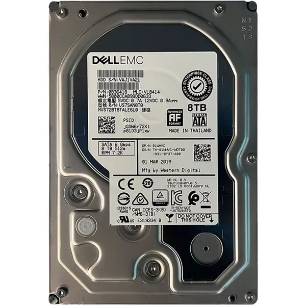 Dell 1WMVC | 8TB 7200RPM Sata 6Gb/S Hot-Pluggable (512E) 3.5-Inch Hard Drive For Poweredge Server & Powervault Server-image