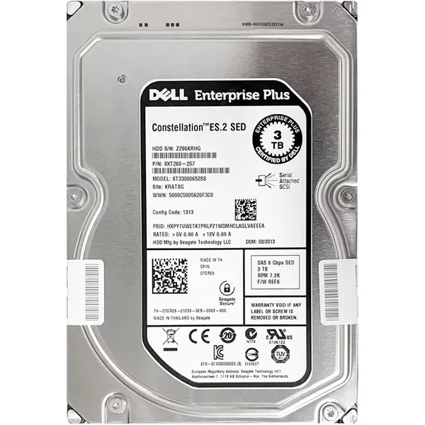 Dell 7GR25 | 3TB 7200RPM SAS 6Gb/s Hot-Pluggable (SED) 3.5-Inch Hard Drive for EqualLogic Storage Array