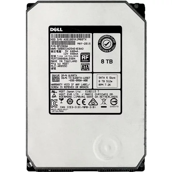 Hgst HUH728080ALE604 | Ultrastar He8 Series 8TB 7200RPM Sata 6Gb/S 128MB Cache 512E (Secure Erase Encryption) 3.5-Inch Helium Platform Enterprise Hard Drive-image