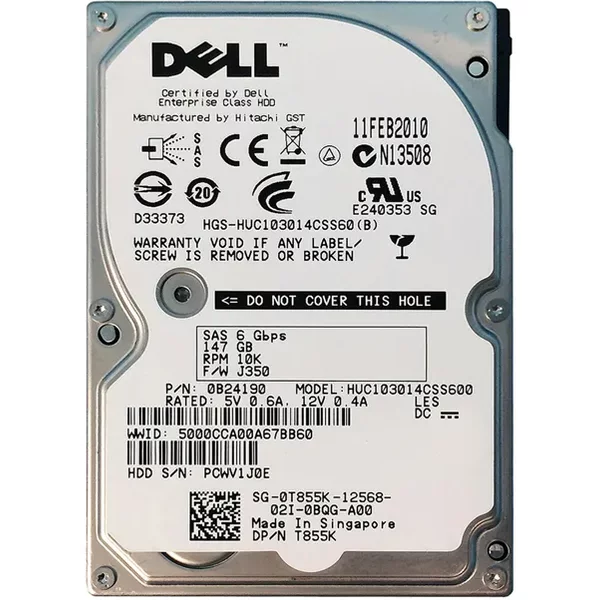 Hitachi 0B24190 | Ultrastar C10K300 Series 147GB 10000RPM SAS 6Gb/S 64MB Cache 2.5-Inch Hard Drive-image