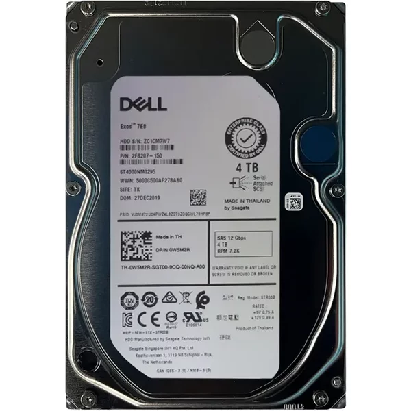 Dell 0W5M2R | 4TB 7200RPM SAS 12Gb/S 3.5-Inch Nearline Hard Drive-image