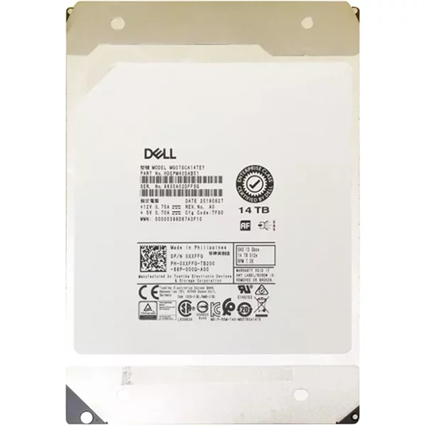 Dell 0XXFFG | 14TB 7200RPM SAS 12Gb/S Hot-Pluggable (512E) 3.5-Inch Hard Drive For Poweredge Server & Powervault Server-image
