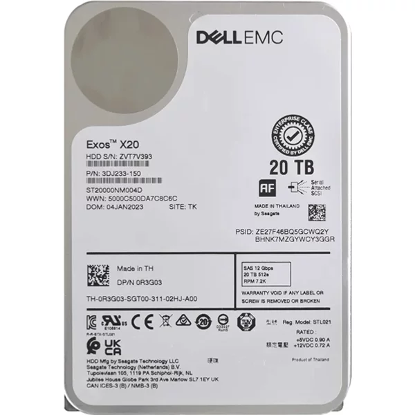 Seagate 3DJ233-150 | Exos X20 20TB 7200RPM 12Gb/S SAS 256MB Cache 3.5-Inch Hard Drive-image