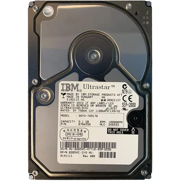 IBM 07N4550 | Ultrastar 36LZX 9.1GB 10000RPM Ultra160 Scsi 80-Pin 4MB Cache 3.5-Inch Hard Drive-image