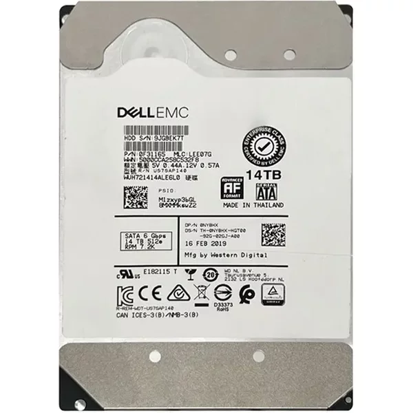 Dell NY8HX | 14TB 7200RPM Sata 6Gb/S Hot-Pluggable (512E) 3.5-Inch Hard Drive For Poweredge Server & Powervault Server-image