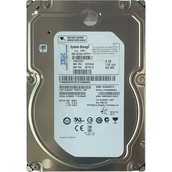 IBM 00Y2424 | 2TB 7200RPM Near Line SAS 6Gb/S 64MB Cache 3.5-Inch Hard Drive-image