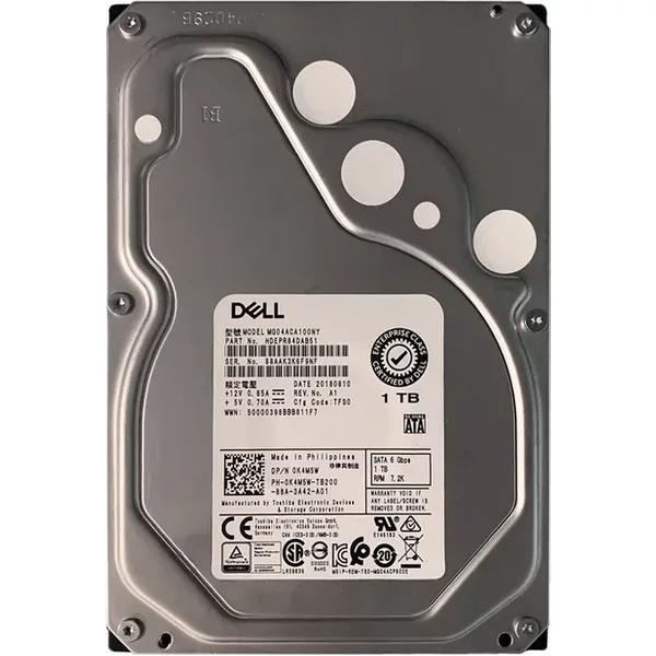 Dell 0K4M5W | 1TB 7200RPM Sata 6Gb/S Hot-Pluggable 128MB Cache (512N) 3.5-Inch Hard Drive For Poweredge Servers-image
