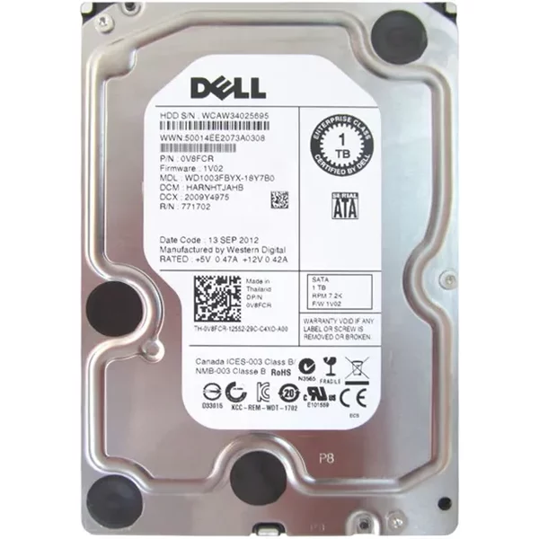 Dell 0V8FCR | 1TB 7200RPM Sata 3Gb/S Hot-Pluggable 64MB Cache 3.5-Inch Hard Drive For Poweredge Server & Powervault Storage Array-image