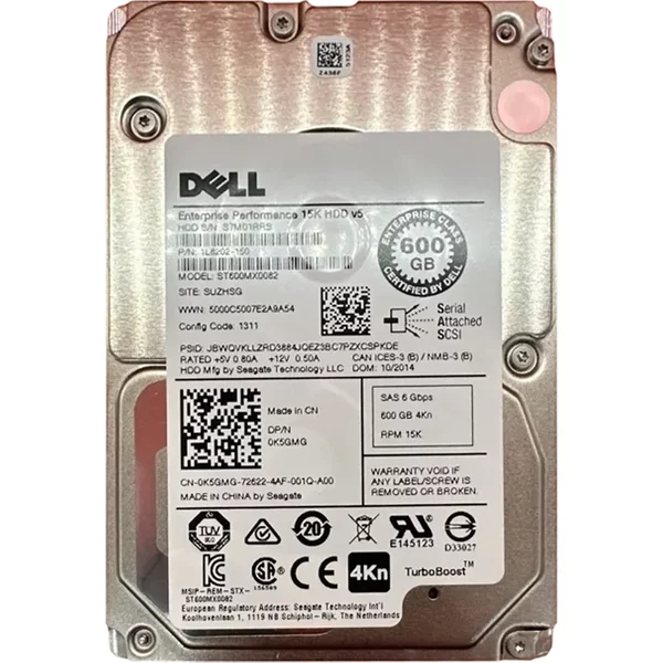 Dell 1L8202-150 | 600GB 15000RPM SAS 12Gb/S 128MB Cache 32GB SSD Turboboost (4Kn) 2.5-Inch Internal Hybrid Hard Drive-image
