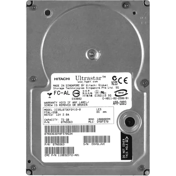 IBM 07N9363 | Ultrastar 146Z10 146.8GB 10000RPM Fibre Channel 2Gb/S 8MB Cache 3.5-Inch Internal Hard Drive-image
