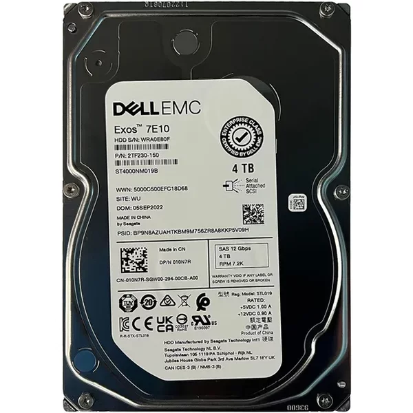 Dell 10N7R | 4TB 7200RPM 12Gb/s SAS Hot Plug 256MB Cache 3.5-inch Hard Drive