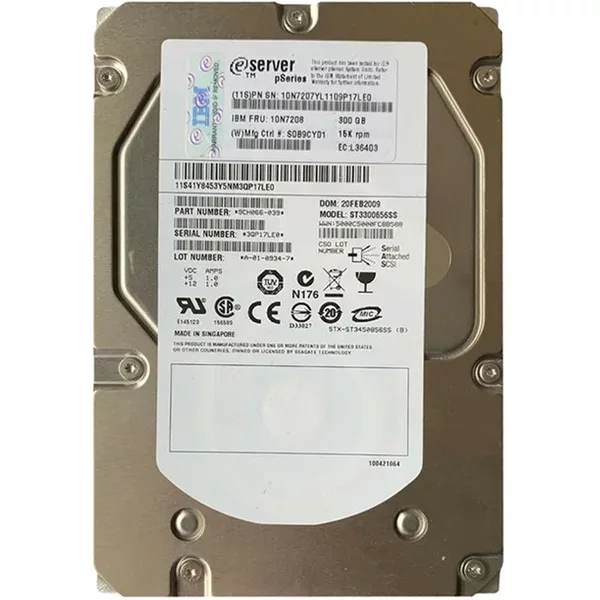 IBM 10N7207 | 300GB 15000RPM SAS 3Gb/S 3.5-Inch LFF Hard Drive-image