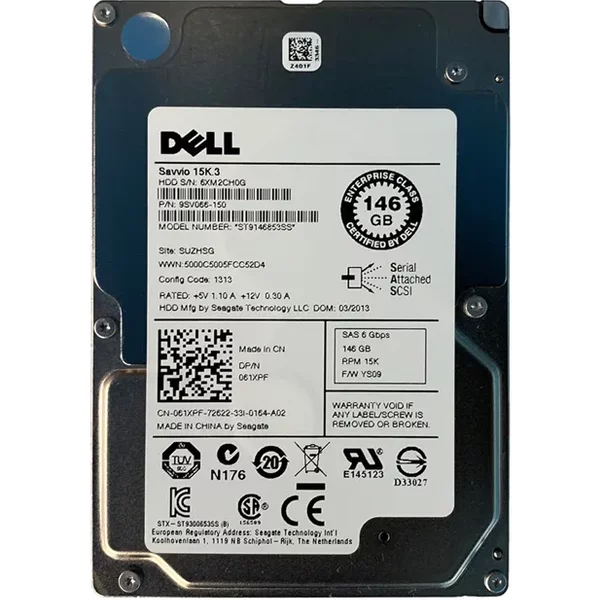 Dell 61XPF | 146GB 15000RPM SAS 6Gb/S Hot-Pluggable 64MB Cache 2.5-Inch Hard Drive For Poweredge Servers-image
