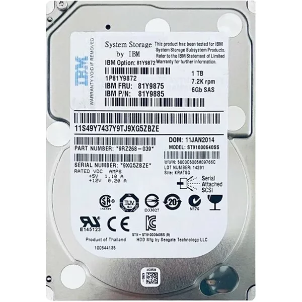 IBM 81Y9875 | 1TB 7200RPM Near Line SAS 6Gb/S SFF 2.5-Inch Hard Drive-image