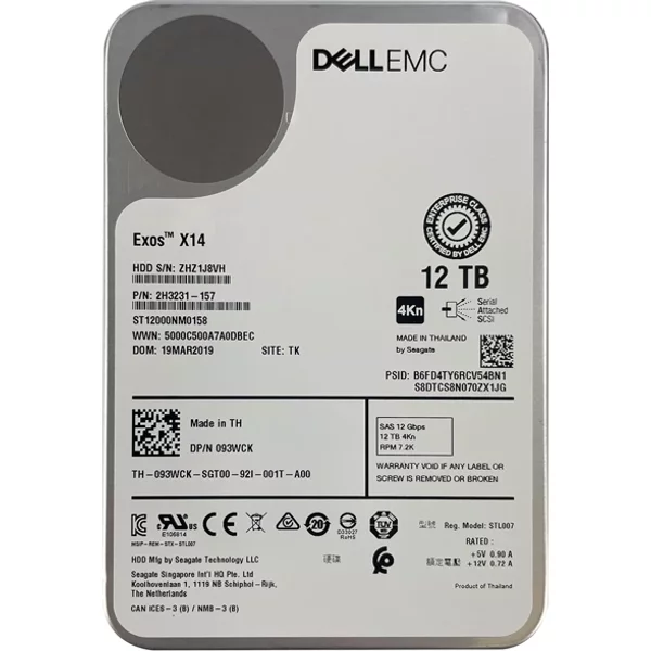 Dell 093WCK | 12TB 7200RPM 12Gb/S SAS Hot Plug 256MB Cache 3.5-Inch Hard Drive-image