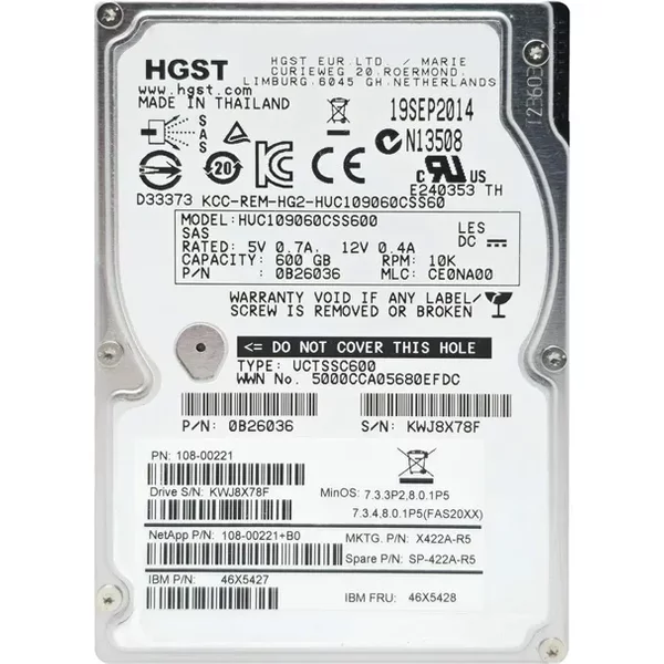 Netapp 108-00221+B0 | 600GB 10000RPM SAS 6Gb/S 64MB Cache 2.5-Inch Hard Drive-image