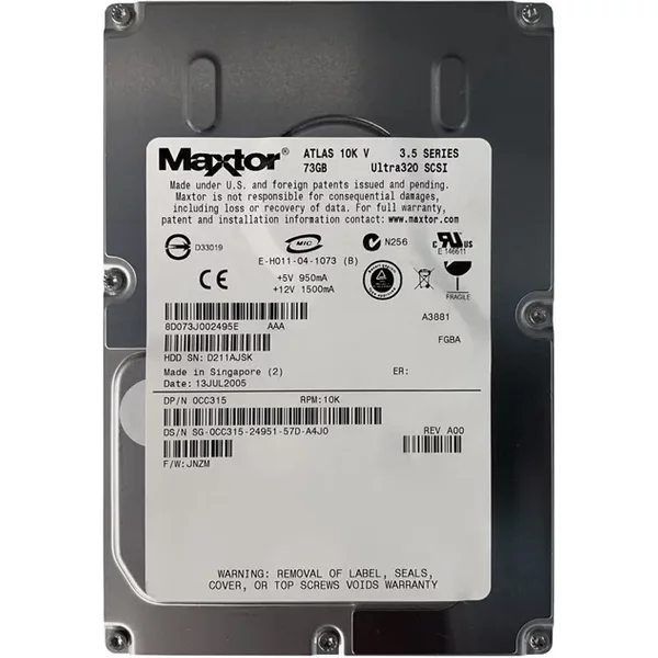 Dell OCC315 | 73GB 10000RPM Ultra-320 Scsi 80-Pin Hot Swap 8MB Cache 3.5-Inch Internal Hard Drive-image
