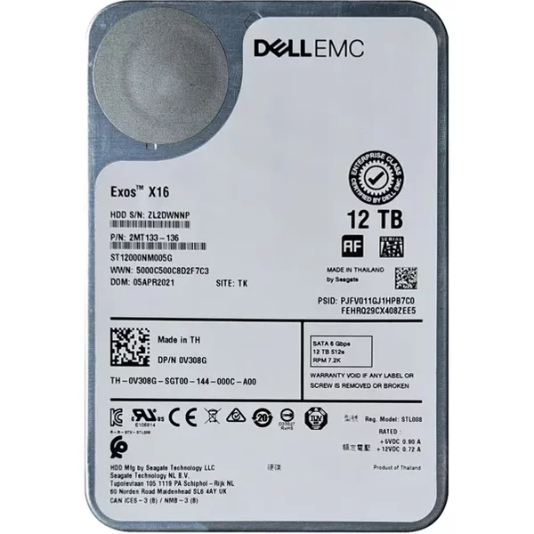 Seagate ST12000NM005G | Exos X16 12TB 7200RPM Sata 6Gb/S 256MB Cache 3.5-Inch Hard Drive-image