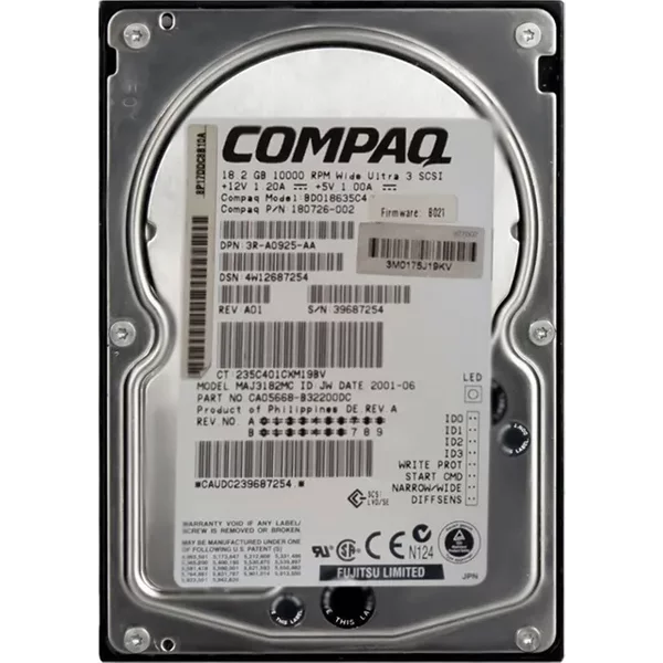 HP 180726-003 | 36.4GB 10000RPM Wide Ultra-160 Scsi Hot-Pluggable 80-Pin 3.5-Inch Hard Drive-image