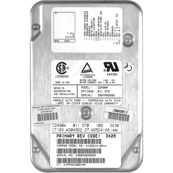 HP 199428-001 | 2.1GB 7200RPM Ultra-2 Wide Scsi Hot-Pluggable 50-Pin 3.5-Inch Hard Drive-image